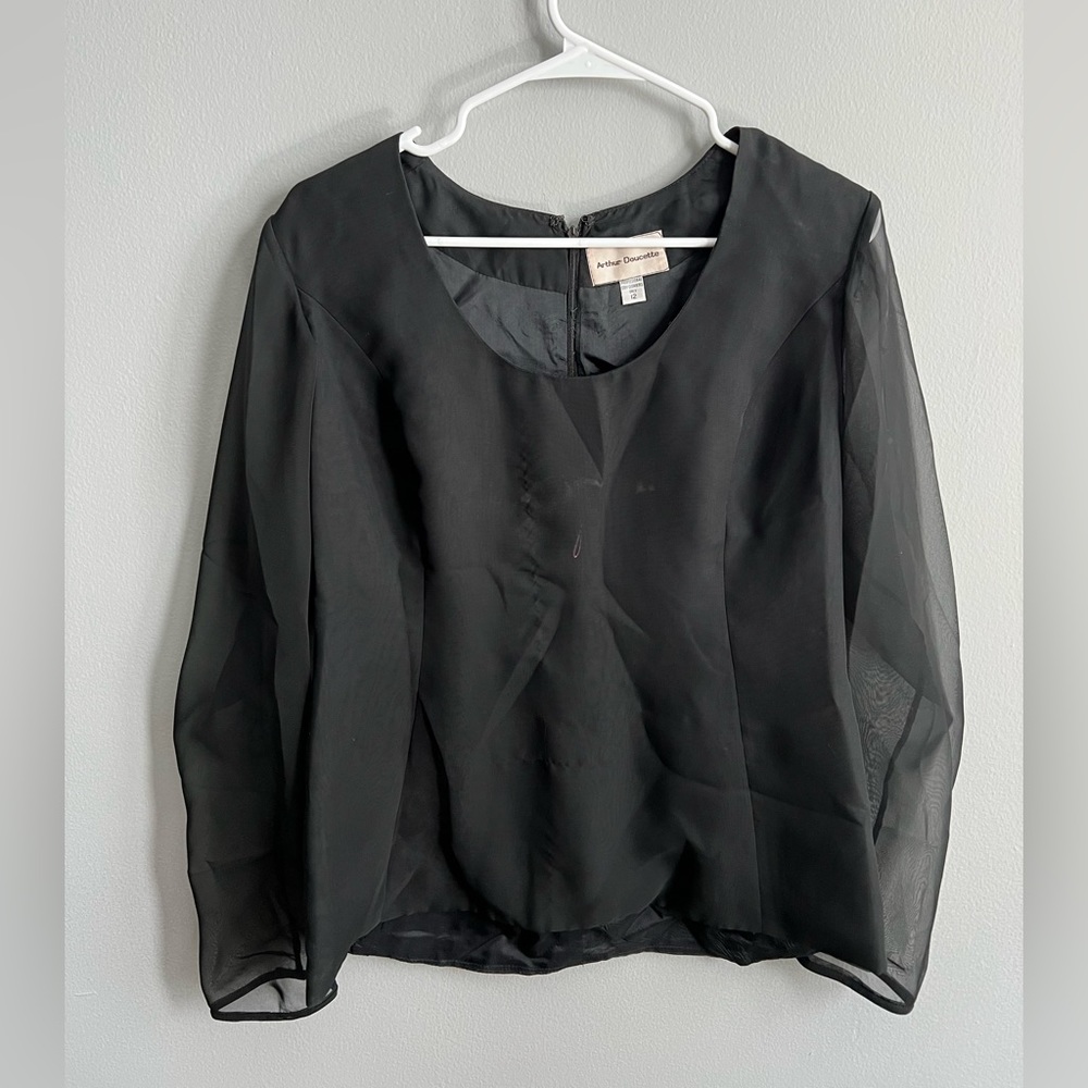 black sheer sleeved blouse
